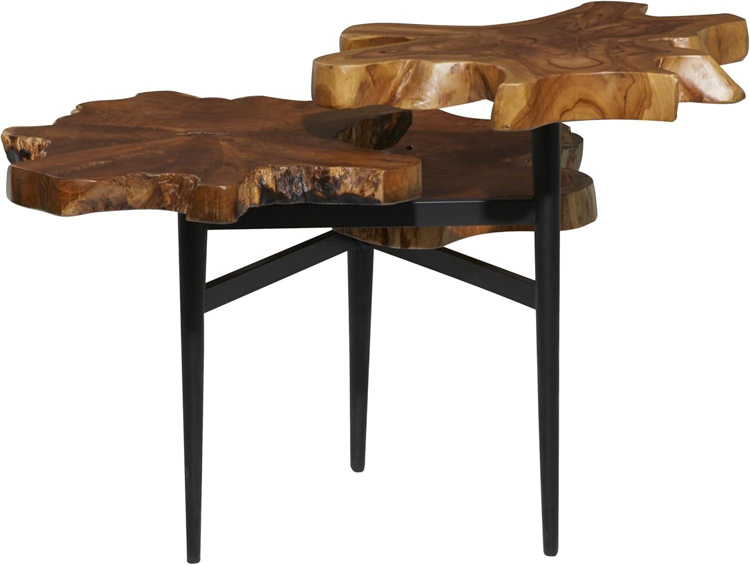 Rustic Teak Wood Accent Table Dark Brown - Olivia & May: Handcrafted, No Assembly Required