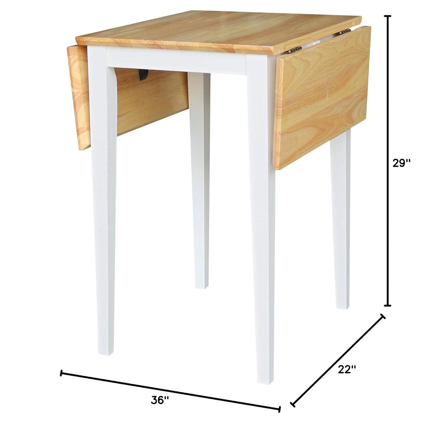 Tate Drop Dining Table White/Natural - International Concepts: Hardwood, Dual 9-inch Leaves, Seats 4