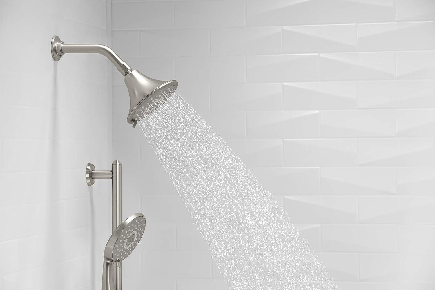 Forte 2.5 gpm Multifunction Wall Mount Showerhead, Three Spray Settings, 5.5" High Pressure Spray Head