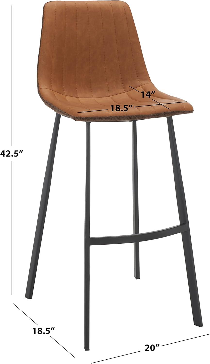 Rhyatte Bar Stool  - BST3018 - Cognac/Black - Safavieh