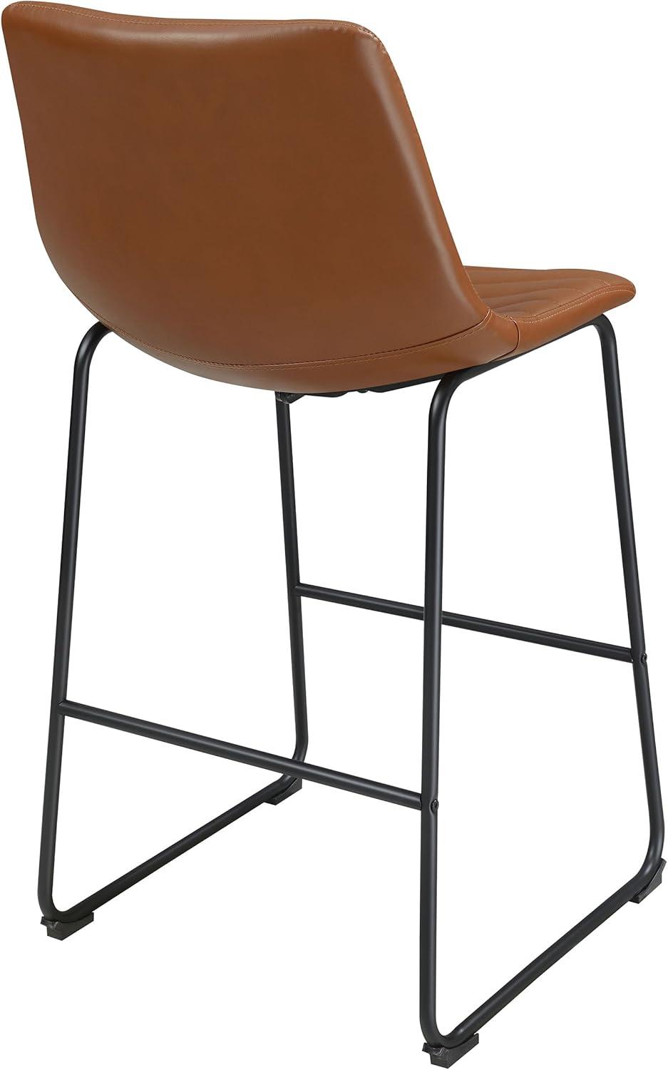 Coaster Zuni Rustic Faux Leather Upholstered Bar Chair in Brown