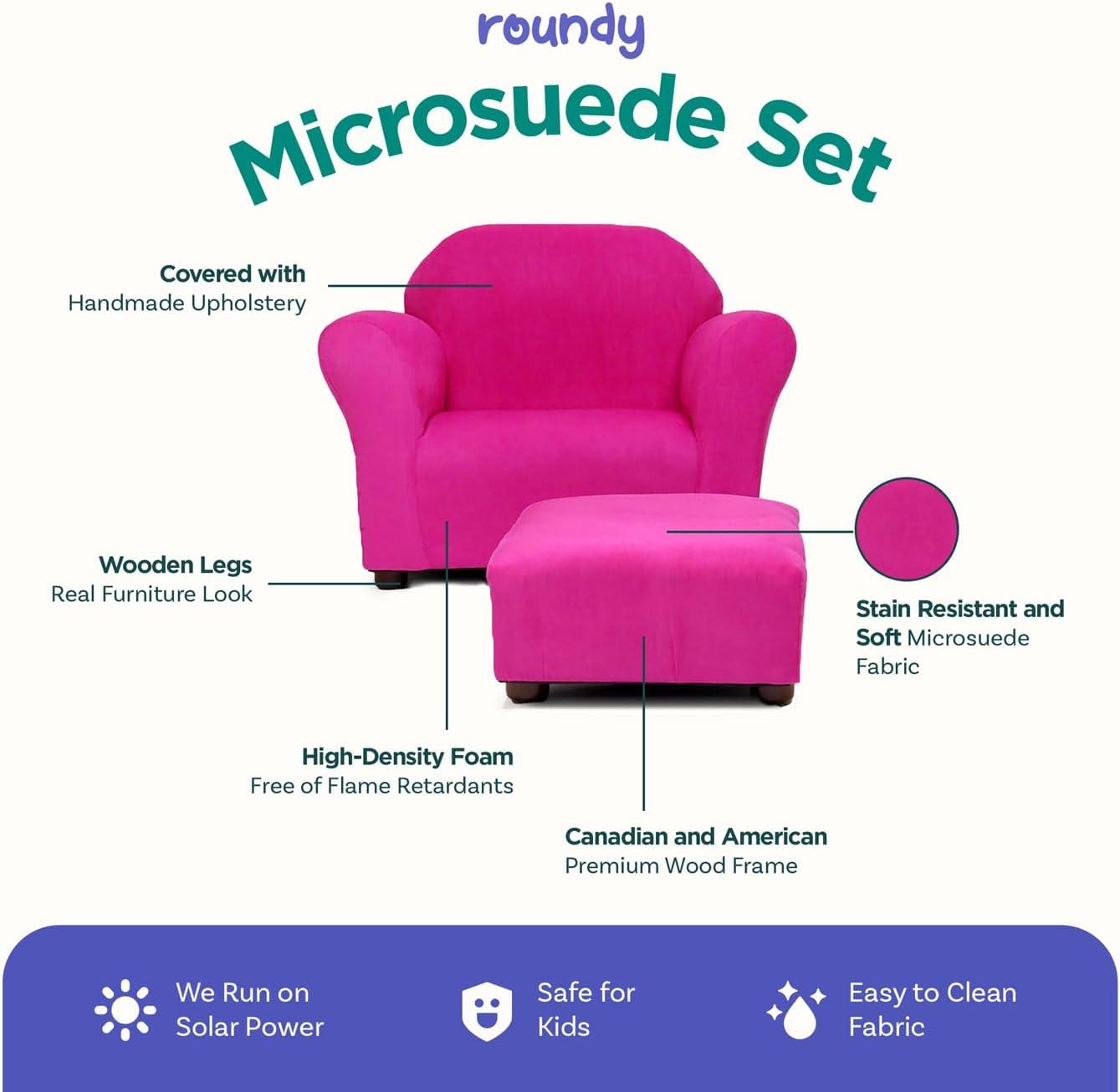 Keet Keet Roundy Chair Microsuede with ottoman Hot Pink