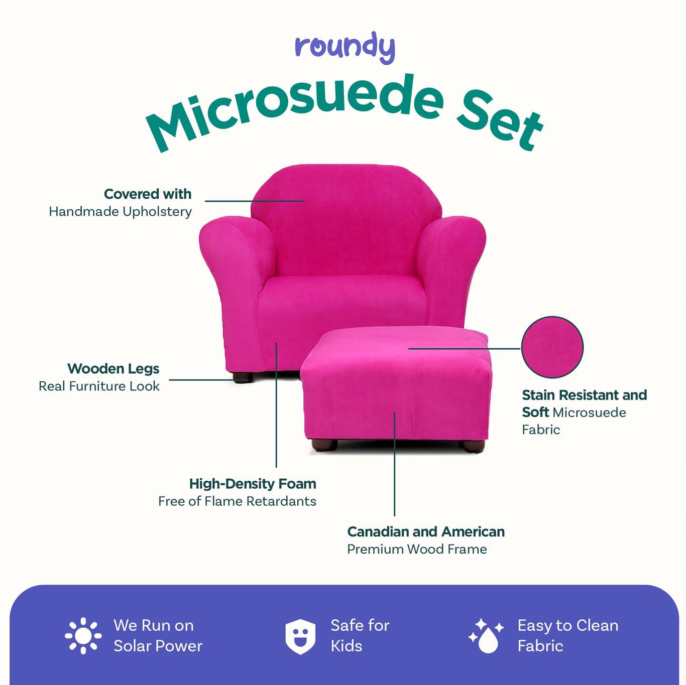 Keet Keet Roundy Chair Microsuede with ottoman Hot Pink
