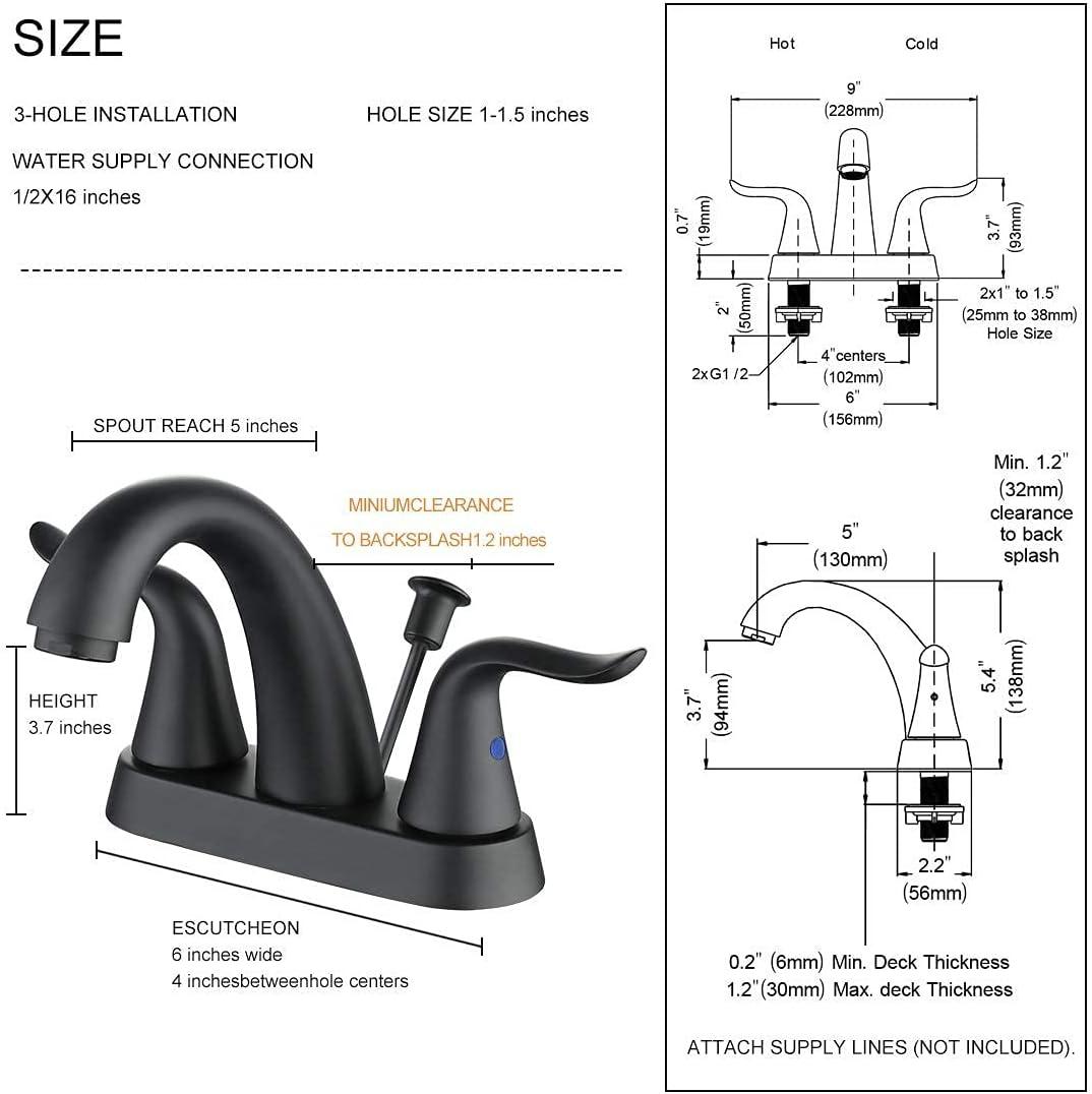 Matte Black Stainless Steel Centerset 2-Handle Bathroom Faucet