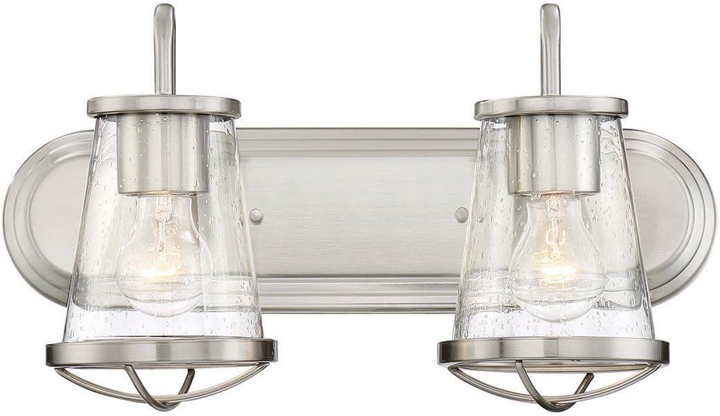 Designers Fountain Darby Satin Platinum 2 Light Bathroom Vanity Light Fixture, 87002-SP