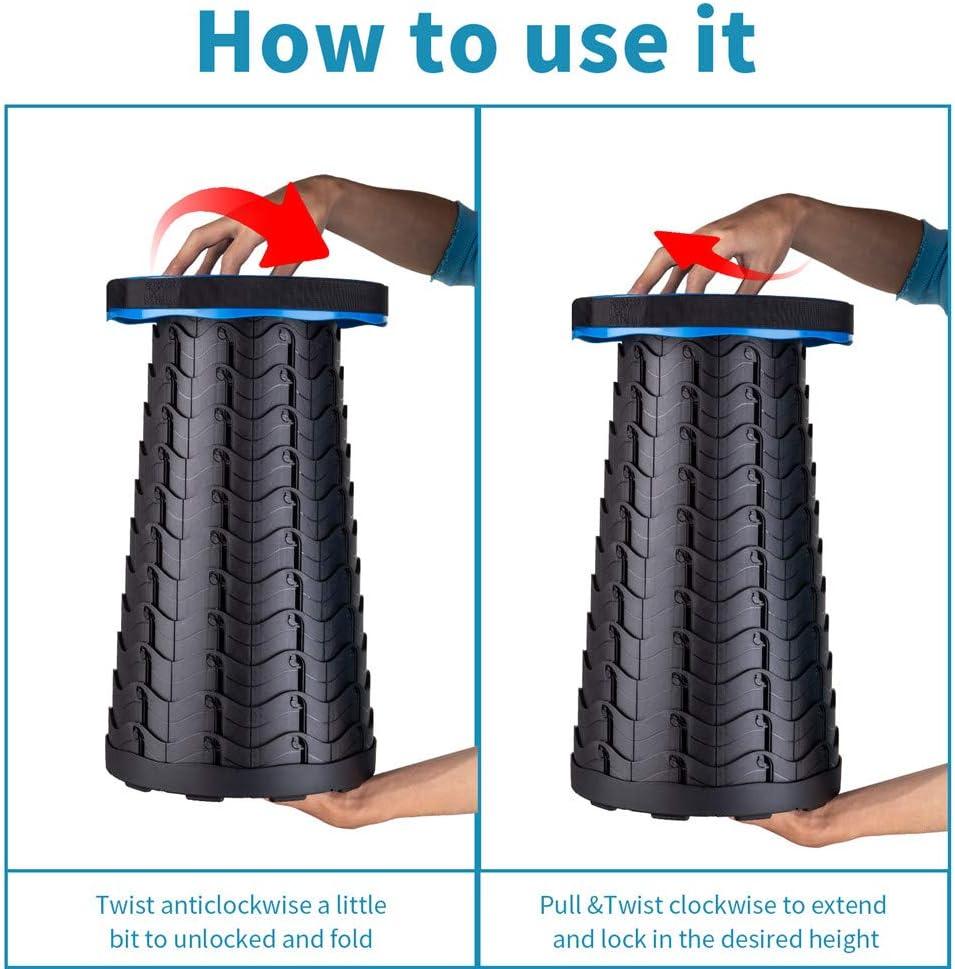 Boreeman Upgraded Folding Stool Lightweight Yet More Sturdy with Load Capacity 400lbs Portable Collapsible Stool for Camping Fishing Hiking BBQ (Blue)