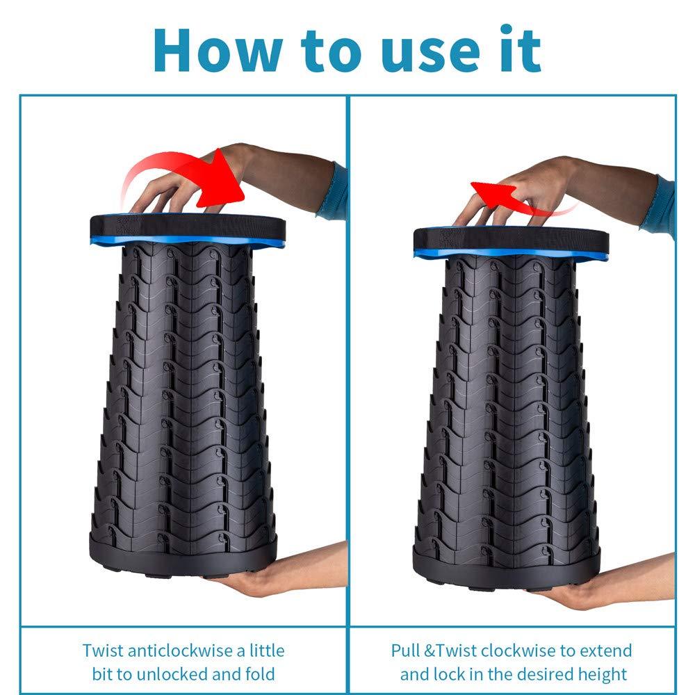 Boreeman Upgraded Folding Stool Lightweight Yet More Sturdy with Load Capacity 400lbs Portable Collapsible Stool for Camping Fishing Hiking BBQ (Blue)