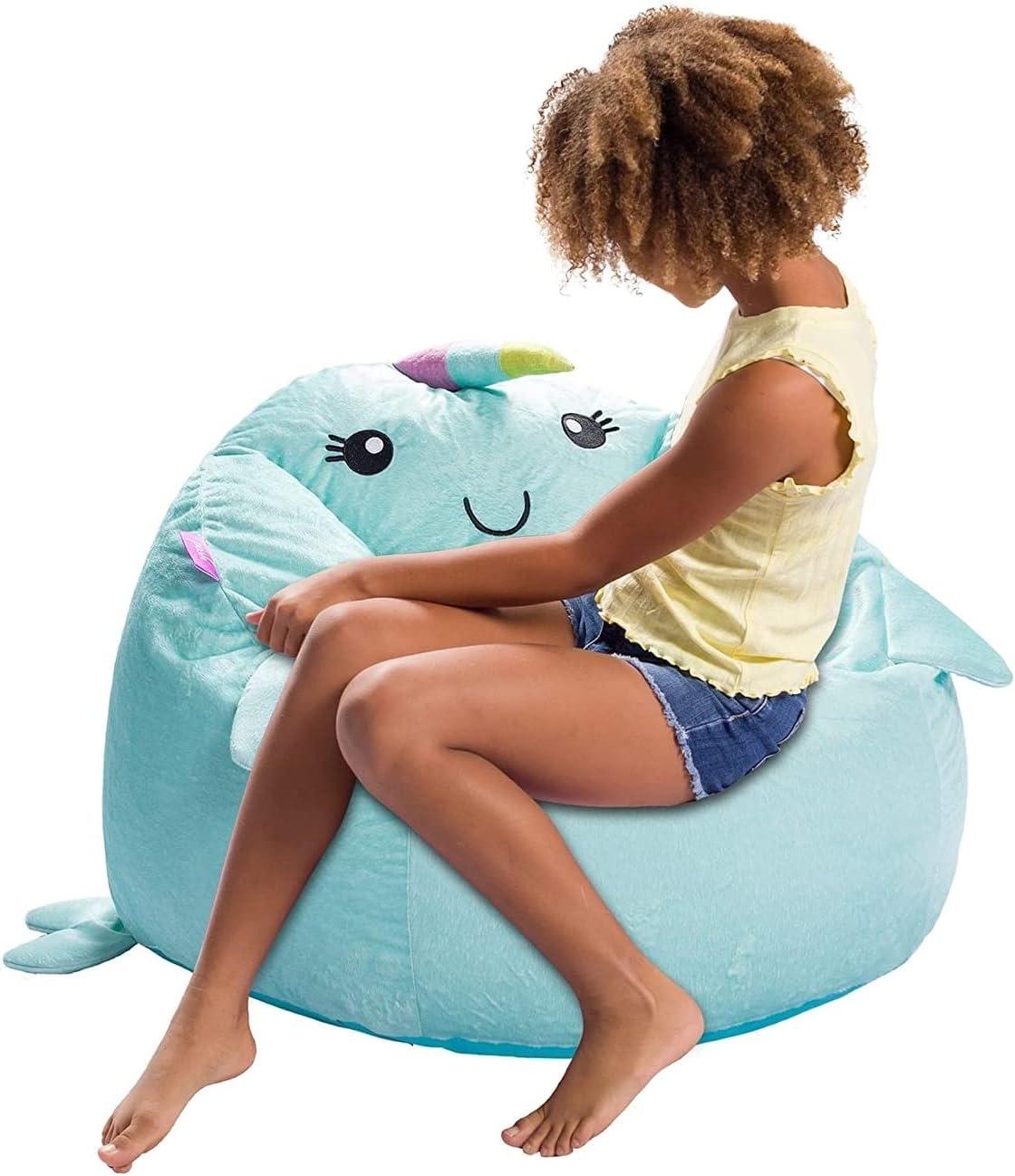 Posh Creations Animal Bean Bag Chair Structured Comfy, Cozy and Soft Filled Kid Bean Bag Lounger Seat for Gaming, Reading and Watching TV, for Children, Multiple Faux Fur Animal Chair Designs