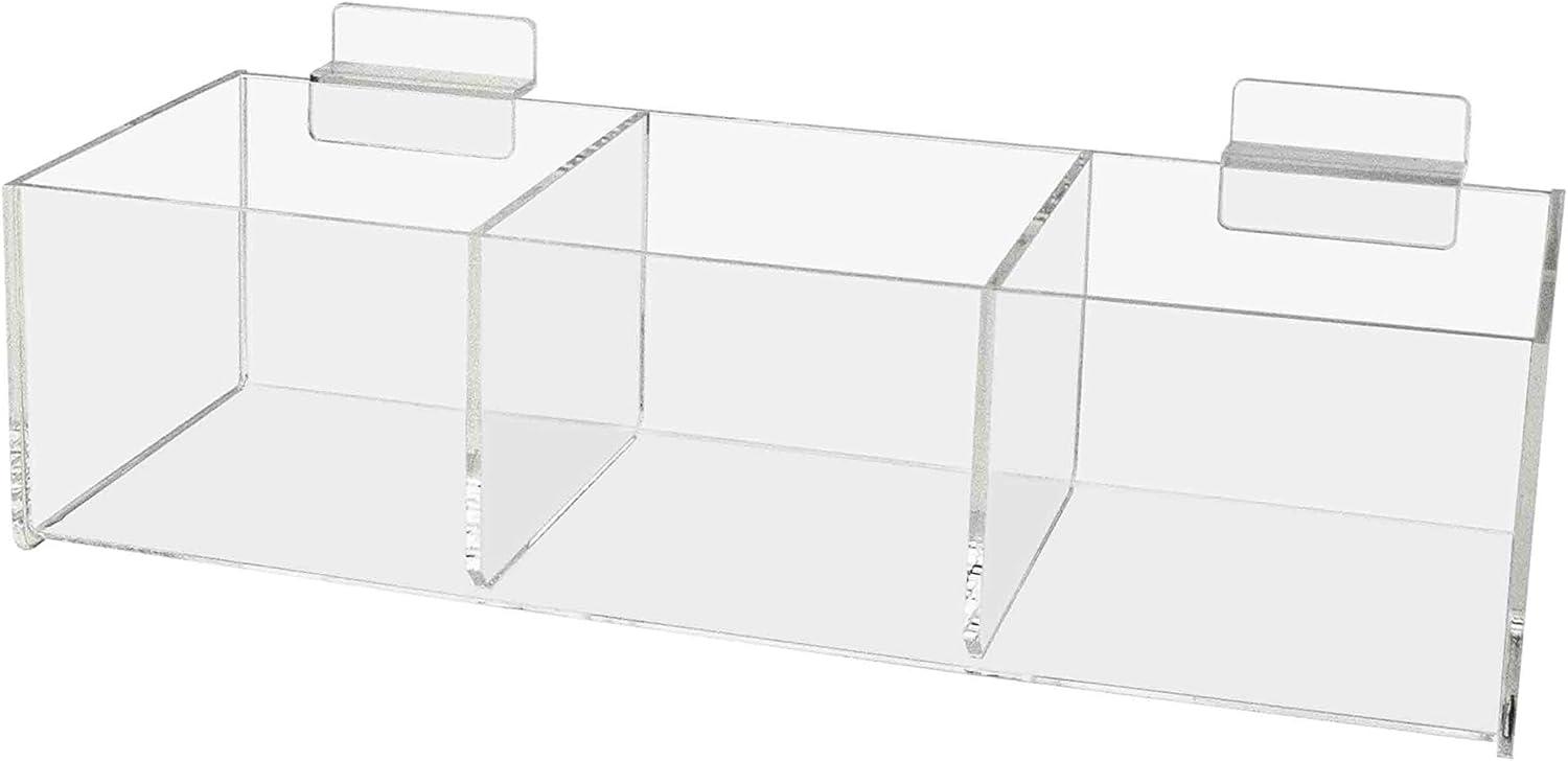 Clear Acrylic 12" Slatwall Tray with 3 Compartments