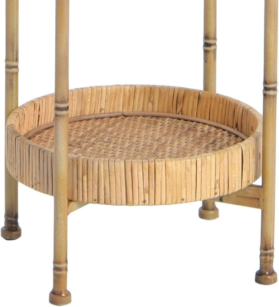 Desert Fields Bamboo Style Metal Shelf With Rattan Trays