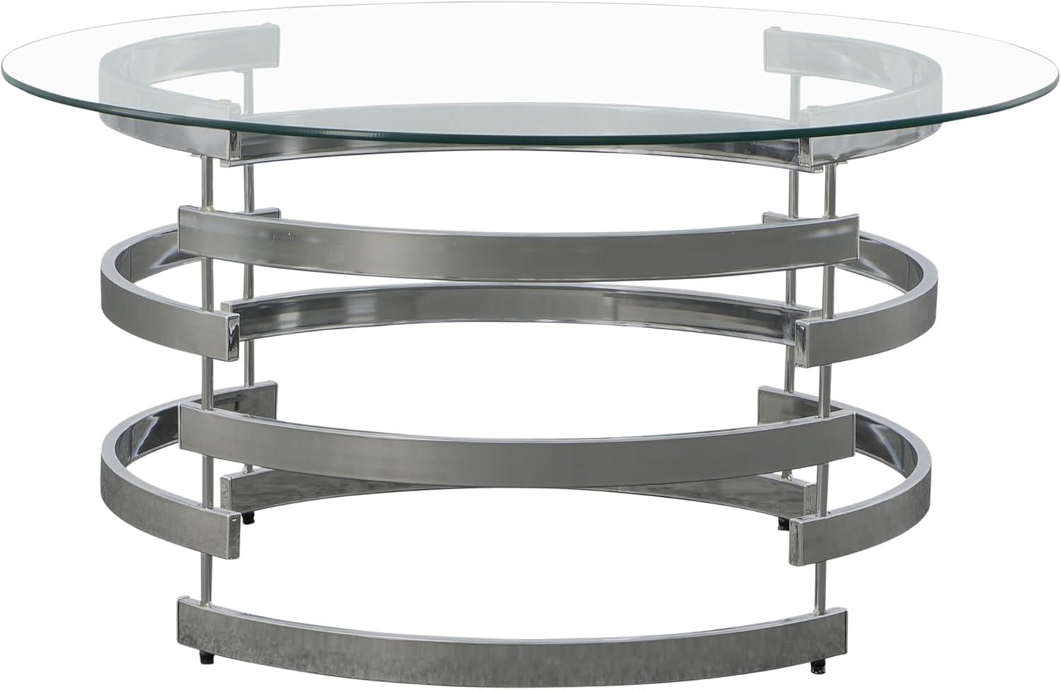 Steve Silver Tayside Round Glass Top Coffee Table in Chrome