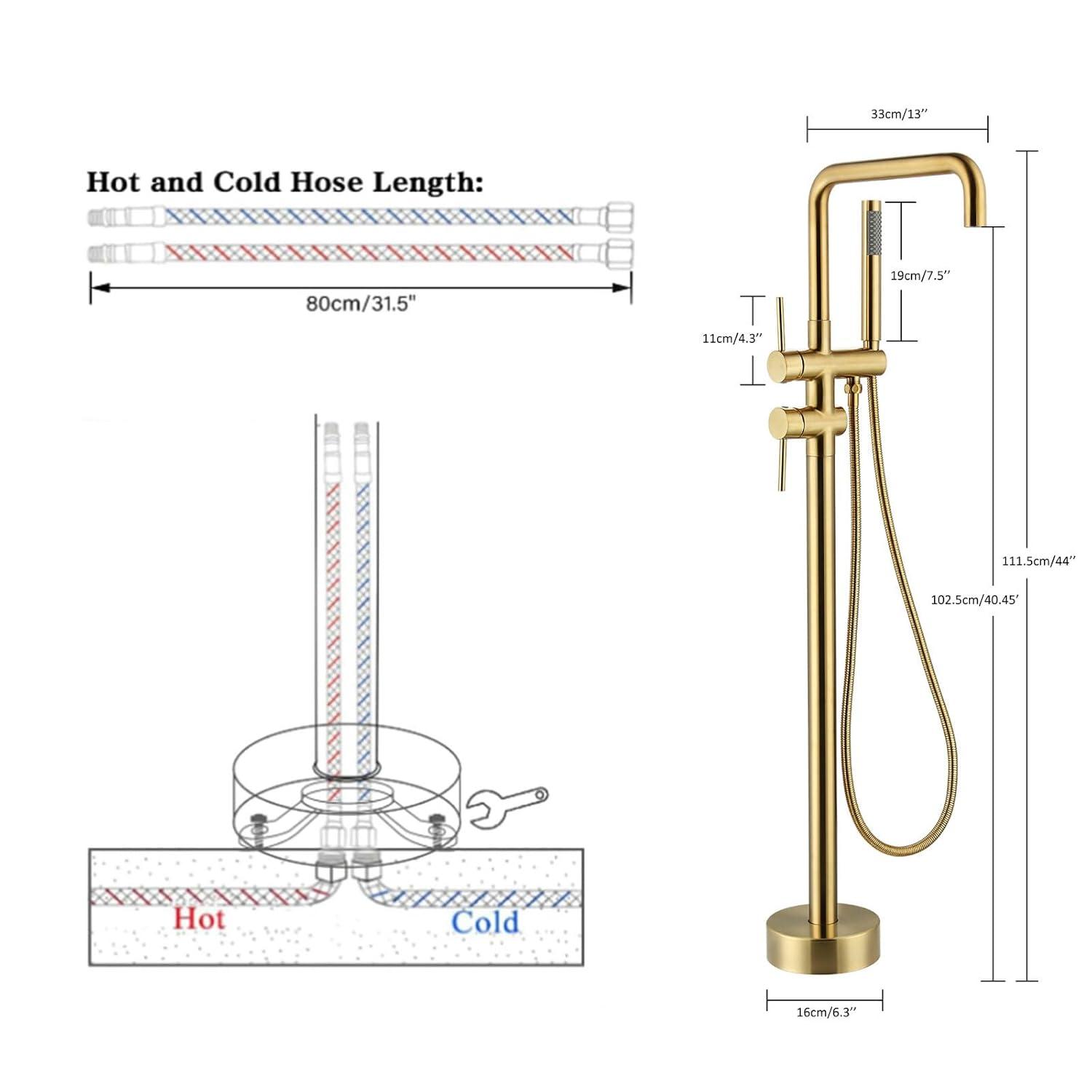 PENGFANG WORLDWIDE LLC Double Handle Floor Mounted Tub Filler With Handshower P017MBTF