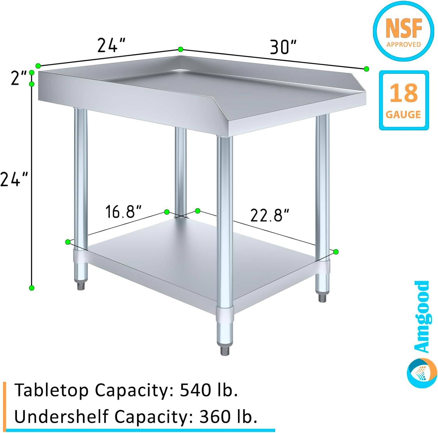 24" Stainless Steel Equipment Stand with Galvanized Undershelf