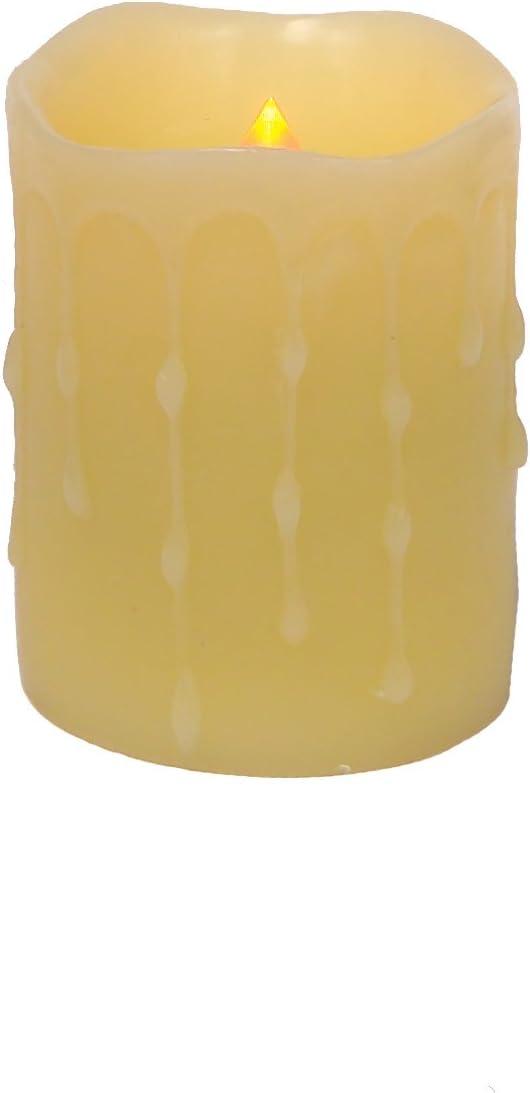 Yellow Flameless LED Wax Dripping Pillar Candle Set