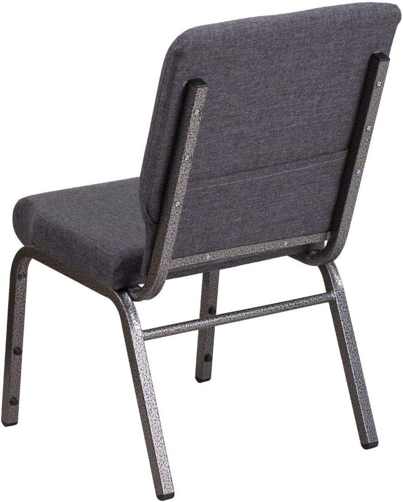 18.5'' Dark Gray Fabric Stacking Church Chair with Silver Steel Frame