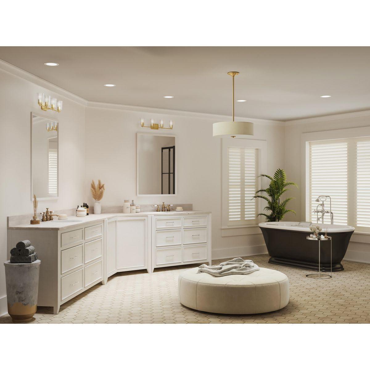 Progress Lighting, Inspire Collection, 3-Light Semi-Flush Mount, Satin Brass, Summer Linen Shade