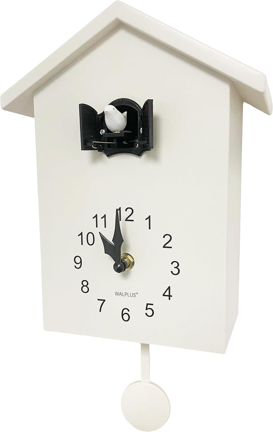 White PVC Modern Minimalist Cuckoo Clock with Pendulum