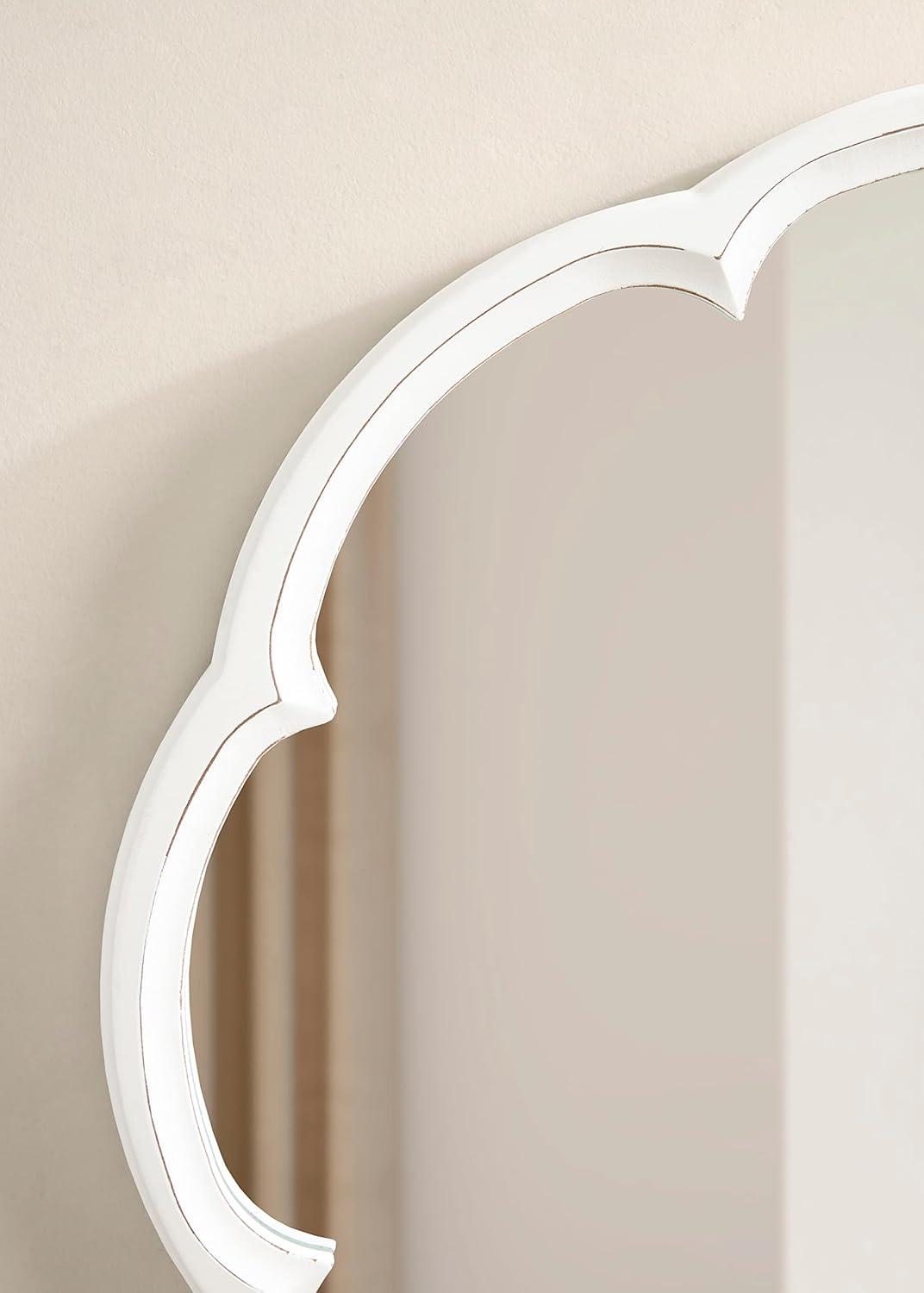 Kate and Laurel Maren Scalloped Wall Mirror, 26" Diameter, White