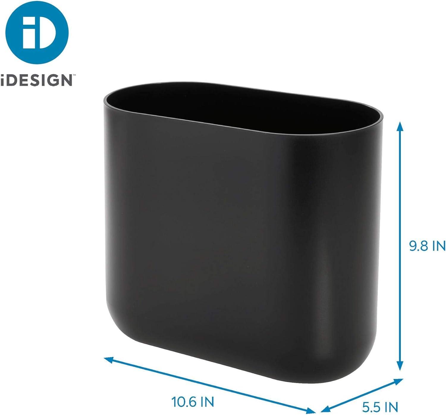 Slim Matte Black Plastic Bathroom Wastebasket