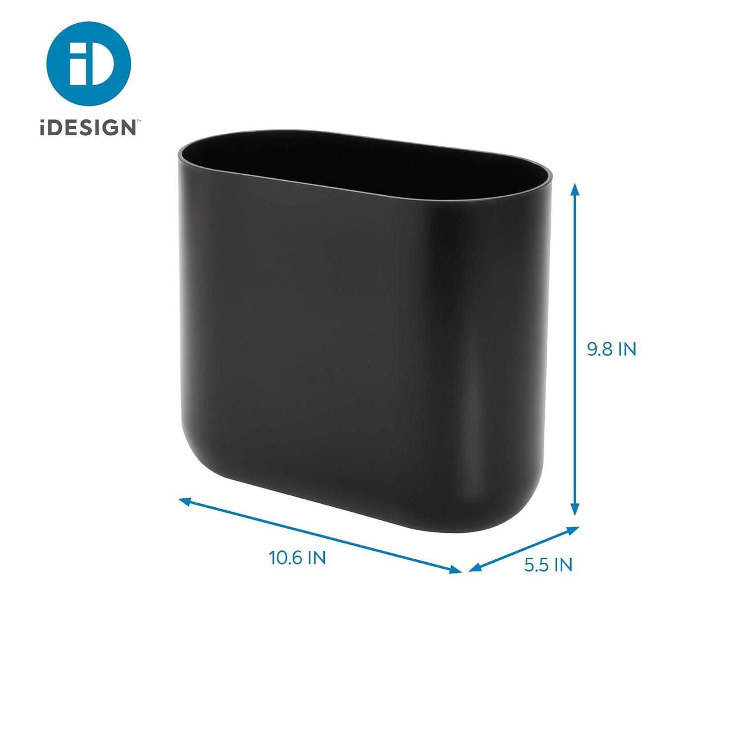 Slim Matte Black Plastic Bathroom Wastebasket