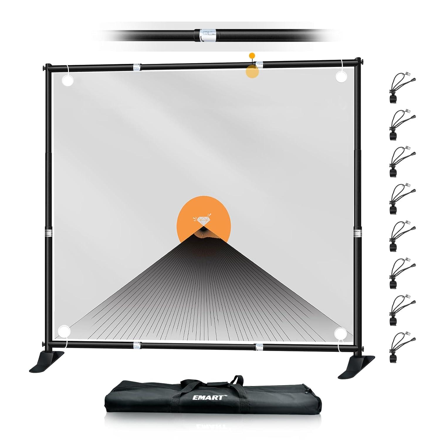 EMART 10x10 ft Heavy Duty Banner Backdrop Stand Kit, Adjustable Frame for Step and Repeat Backdrops, Ideal for Photography, Trade Shows, and Photo Booths