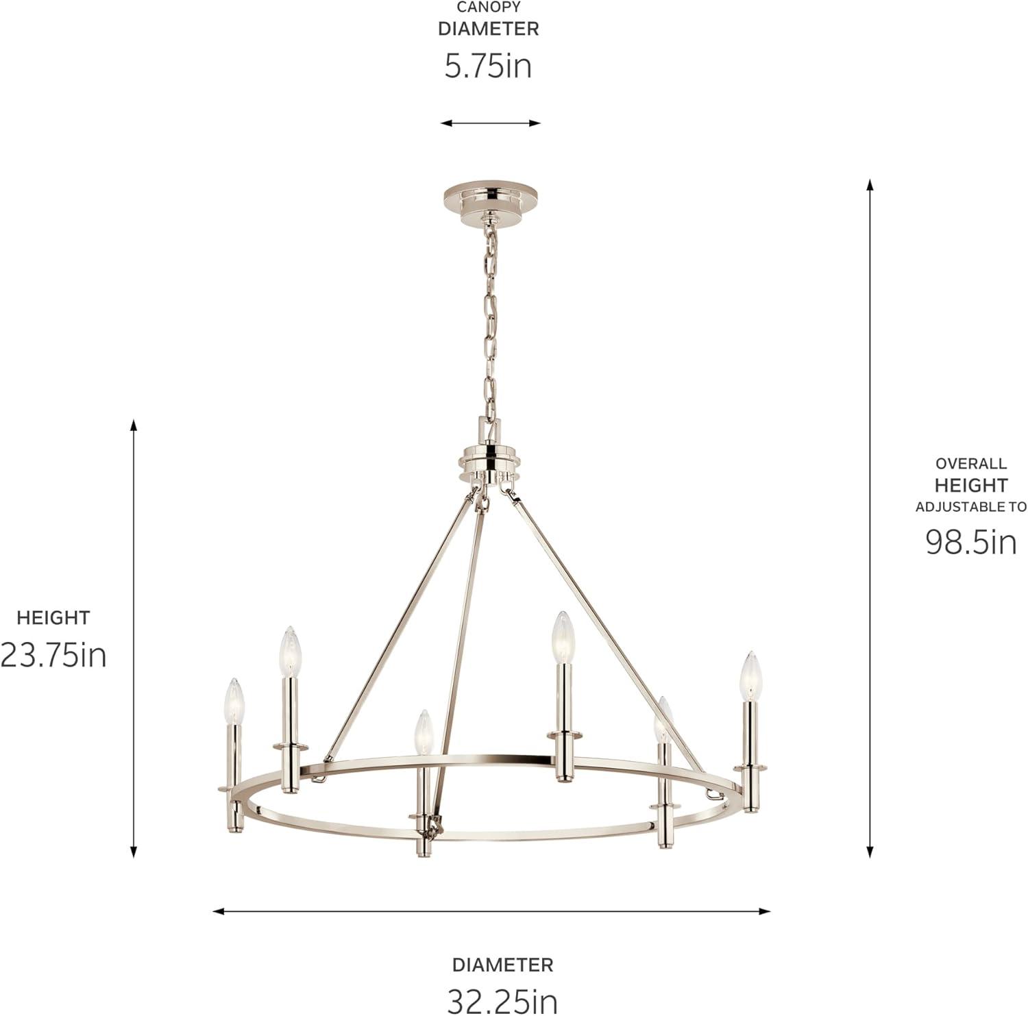 Kichler 52705 Carrick 6 Light 33" Wide Taper Candle Ring Chandelier - Nickel