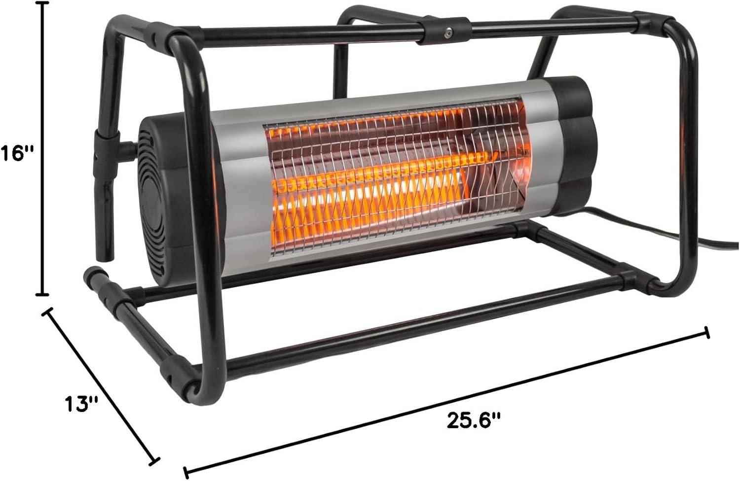 Black Electric Infrared Ground Heater with Cage, 1500W