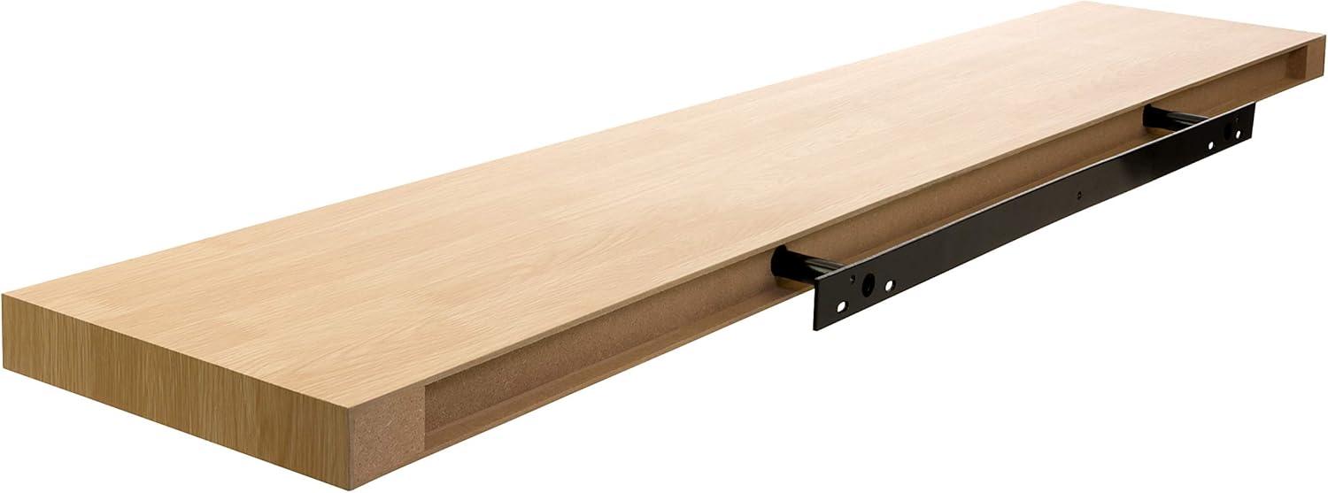 Modern Oak Floating Wall Shelf with Integrated LED Light, 47"