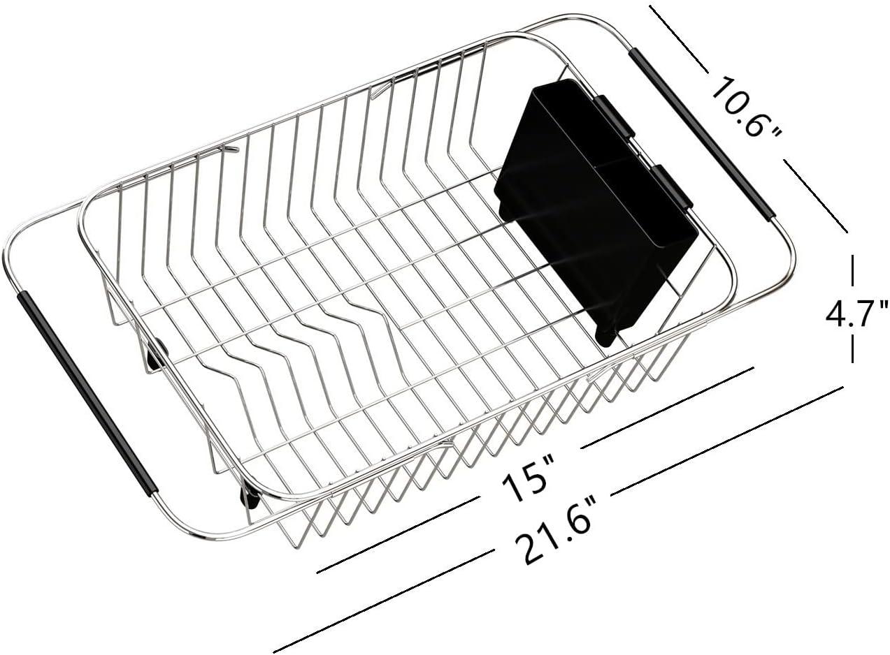 THE GLAMOUR BOUTIQUES Adjustable Over Sink Dish Rack Stainless Steel Dish Drying Rack On Counter Or In Sink, Rustproof