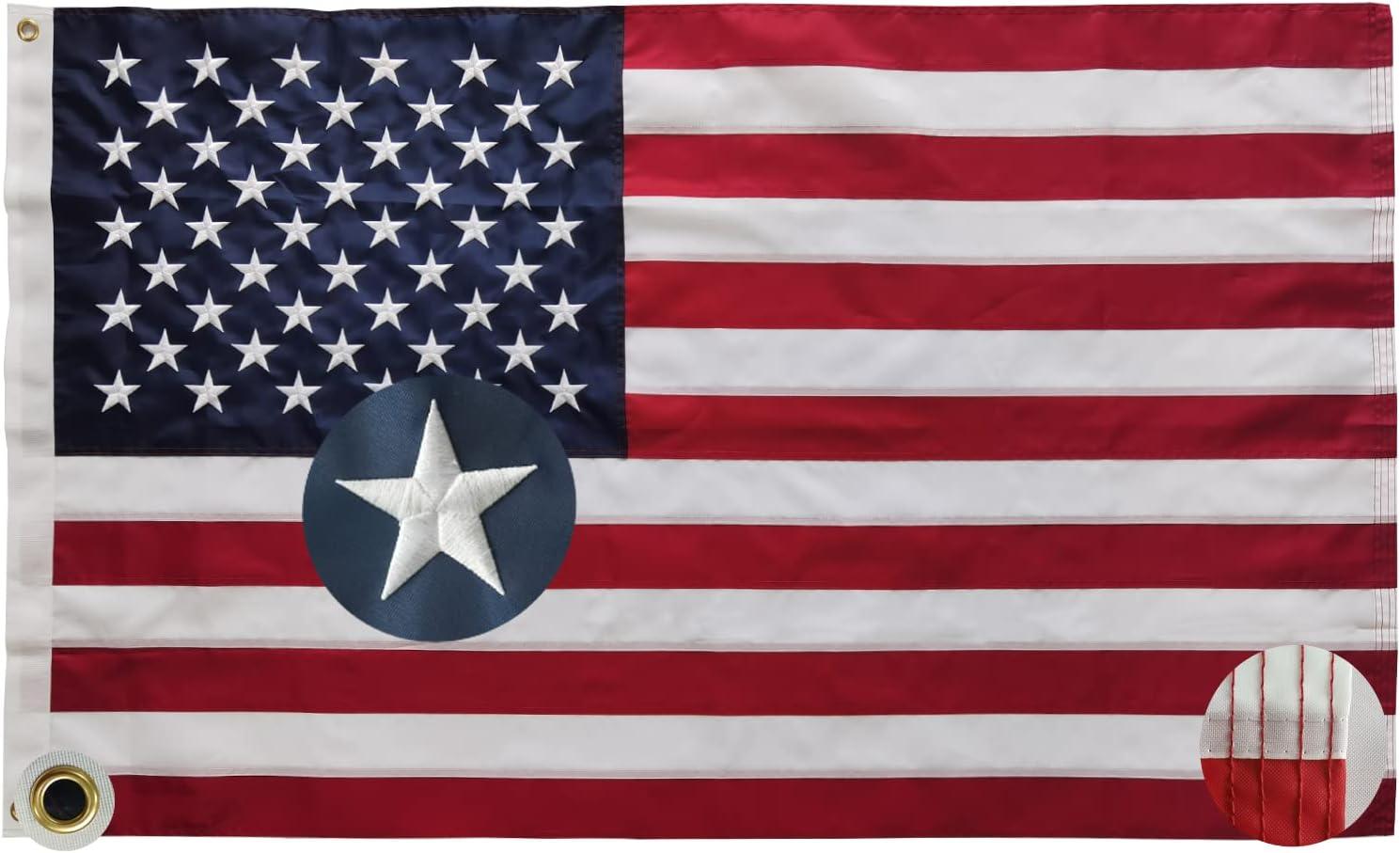 American flag USA flag 3x5FT-Embroidered Stars Flag Double Stitched Sewn Stripes Outdoors Indoors Heavy Duty flag Brass Grommets Banner