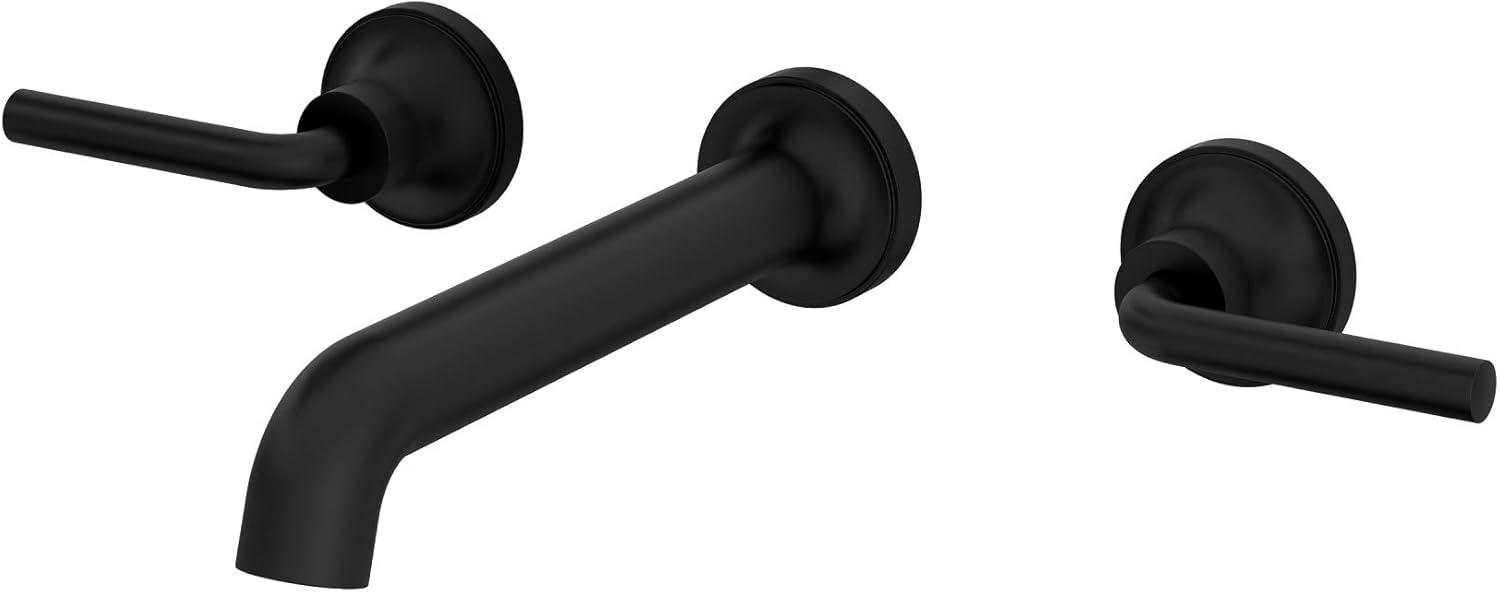 Matte Black Wall Mounted Bathroom Faucet with Dual Handles