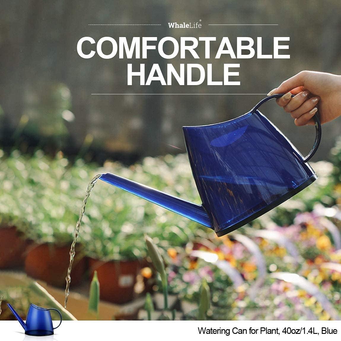 WhaleLife Indoor Watering Can for House Bonsai Plants Garden Flower Long Spout 40oz 1.4L PS Resin Pot (Blue)