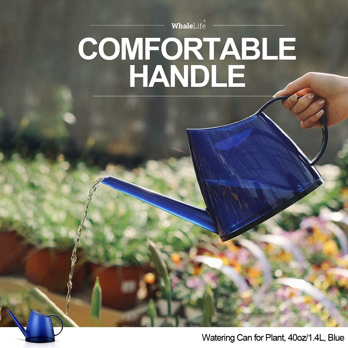 WhaleLife Indoor Watering Can for House Bonsai Plants Garden Flower Long Spout 40oz 1.4L PS Resin Pot (Blue)