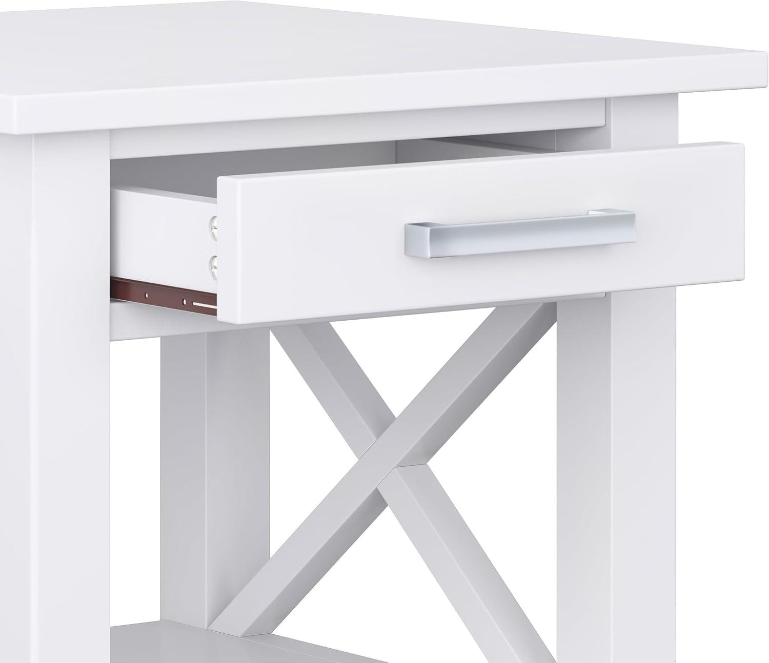 Kitchener Contemporary White Solid Wood Square End Table with Storage