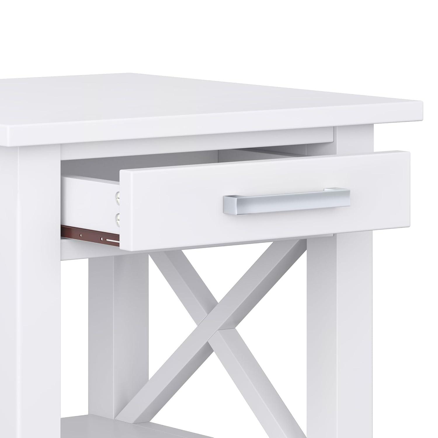 Simpli Home Kitchener 21" Square Contemporary Solid Wood End Table in White