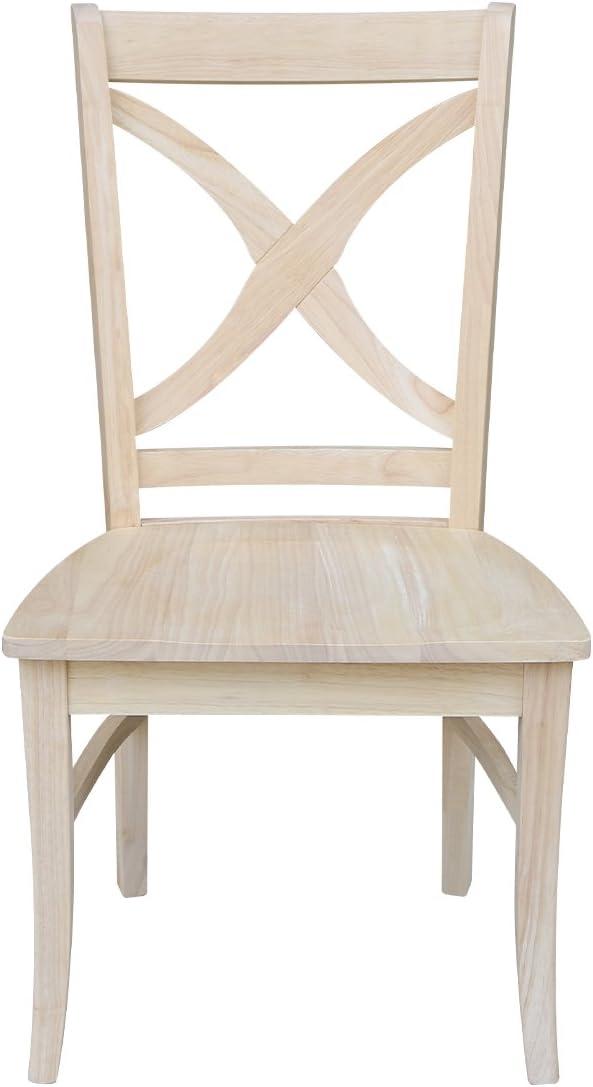 Set of 2 Vineyard Curved X Back Chair Unfinished - International Concepts: Solid Wood, High Back