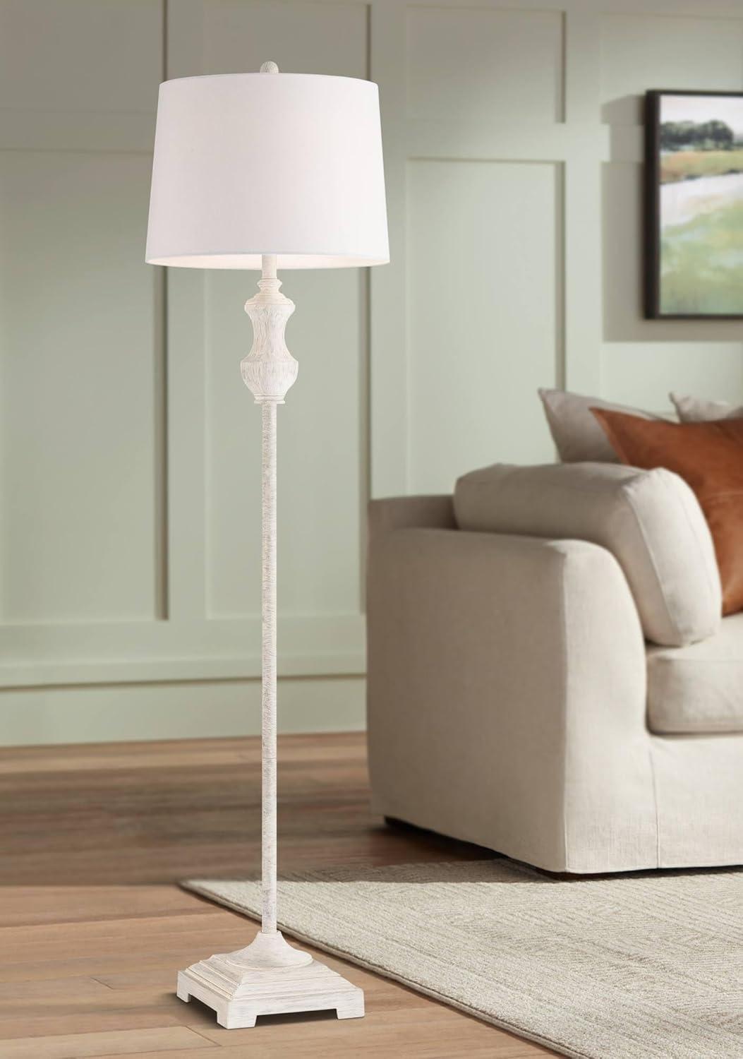 Barnes and Ivy Verona Traditional Shabby Chic 61 1/2" Tall Standing Floor Lamp Skinny Vintage White Living Room Bedroom House Reading Office