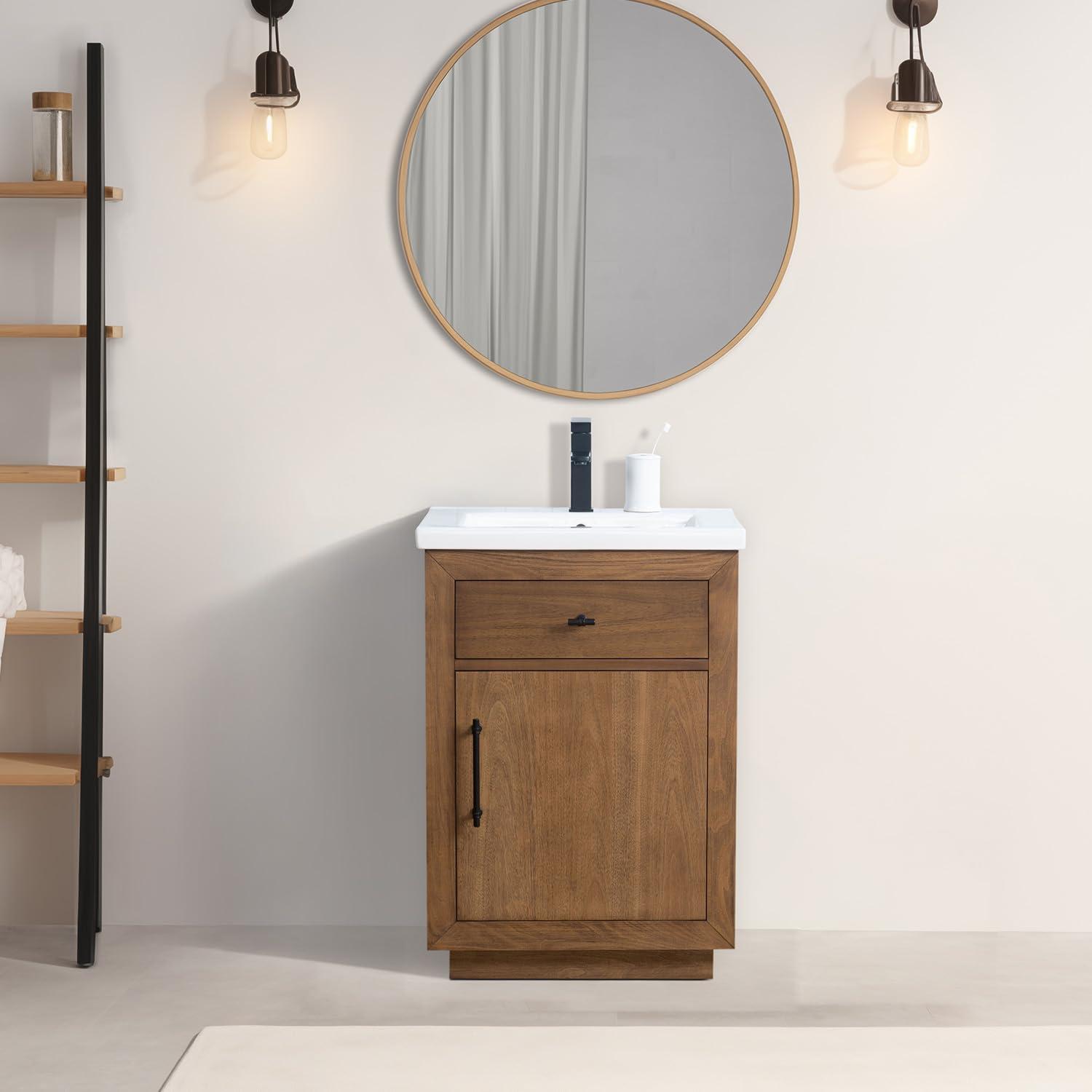 24'' Free Standing Single Bathroom Vanity with Ceramic Top