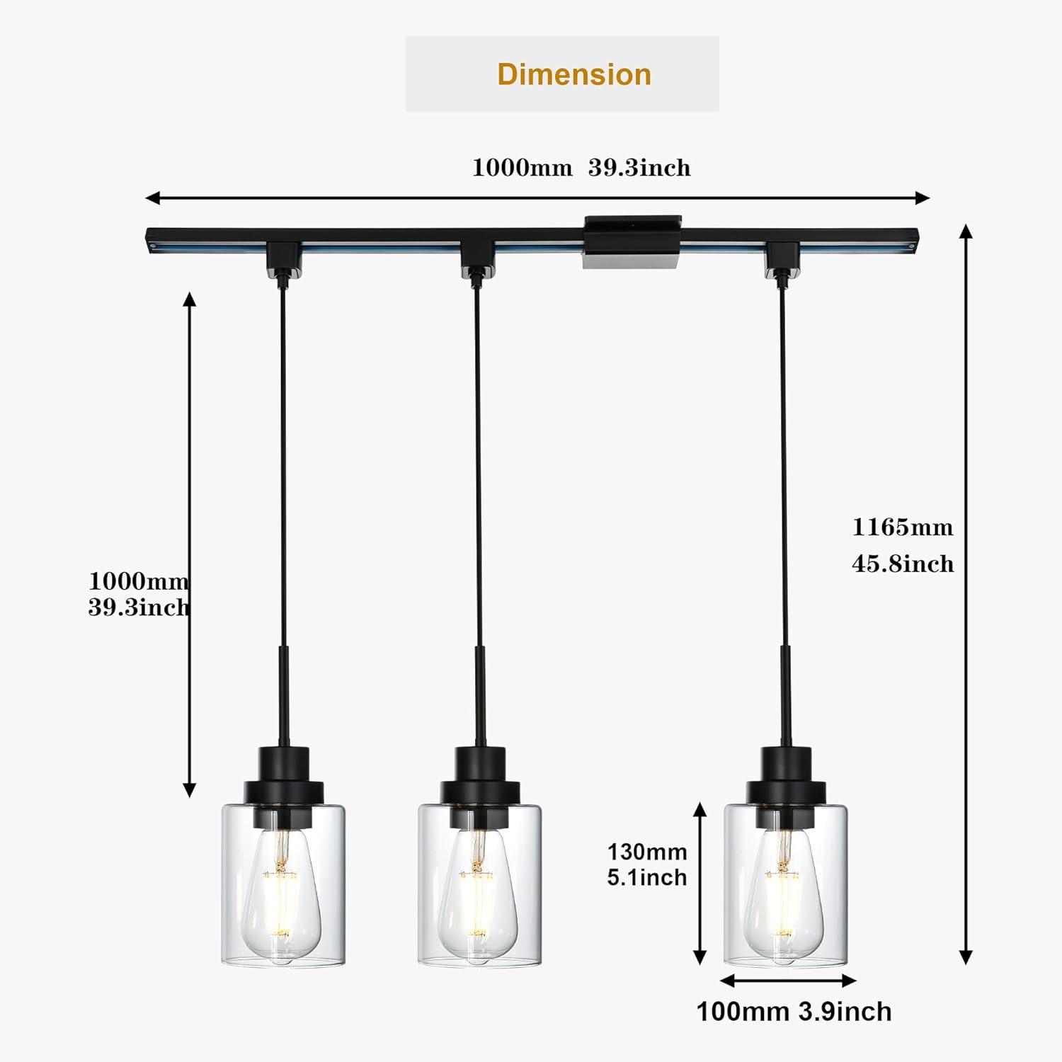 3-Pack H Type Track Lighting Pendants, Ceiling Track Hanging Light Fixture with Hand-Woven Rattan Shade, H-Type Tracking Boho Pendant Lighting Fixtures for Kitchen Island Dining Room, E26 Base
