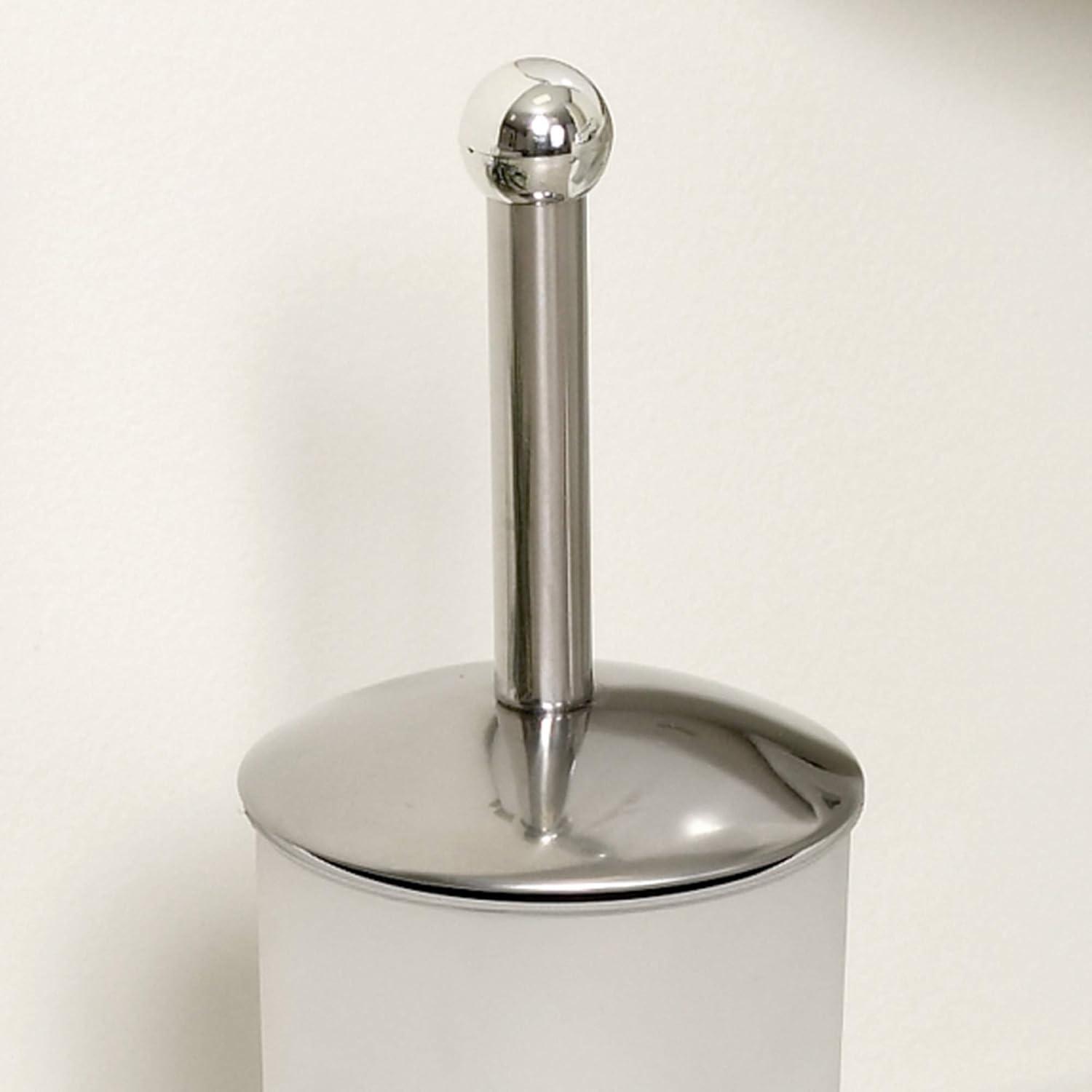 Frosted Plastic and Stainless Steel Toilet Brush Holder