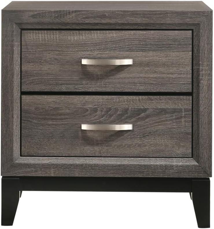 Watson 2-drawer Nightstand Grey Oak and Black