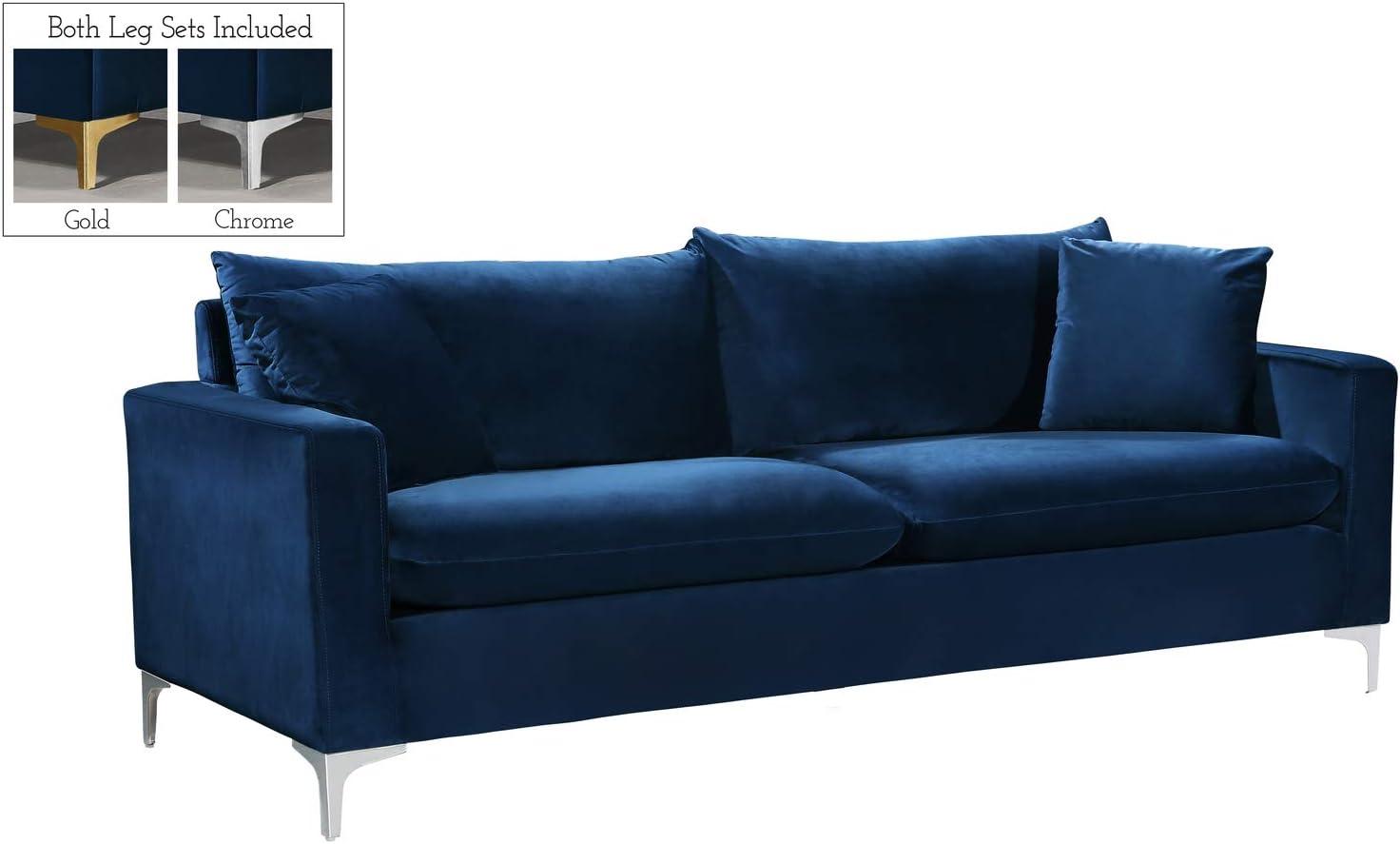 Meridian Furniture Naomi Contemporary Velvet Sofa in Black