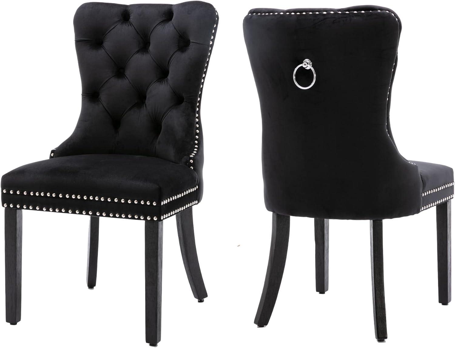 Black Velvet Upholstered Side Chair with Acrylic Legs