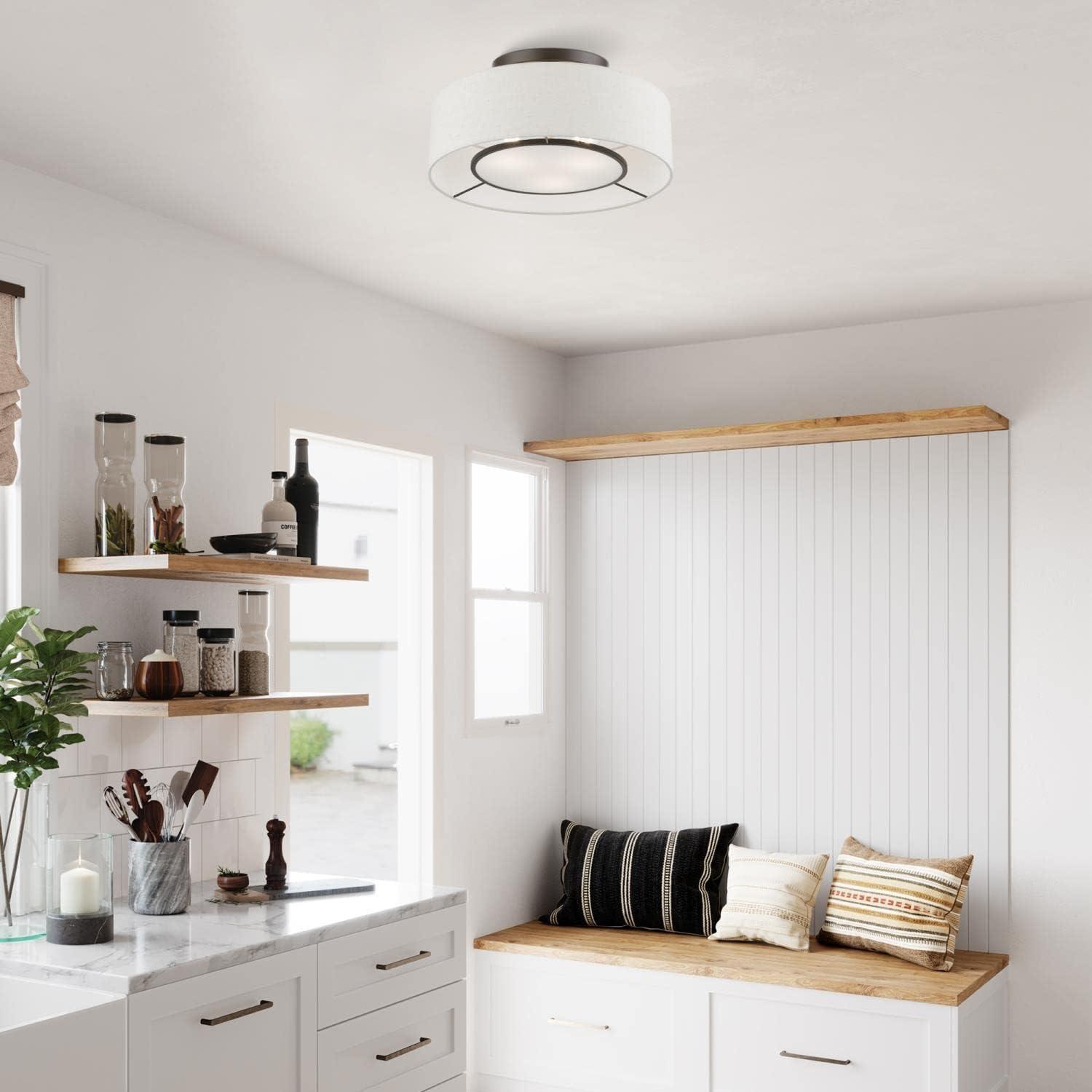 Livex Lighting Ellsworth 3 - Light Semi-Flush Mount in  Brushed Nickel/Shiny White