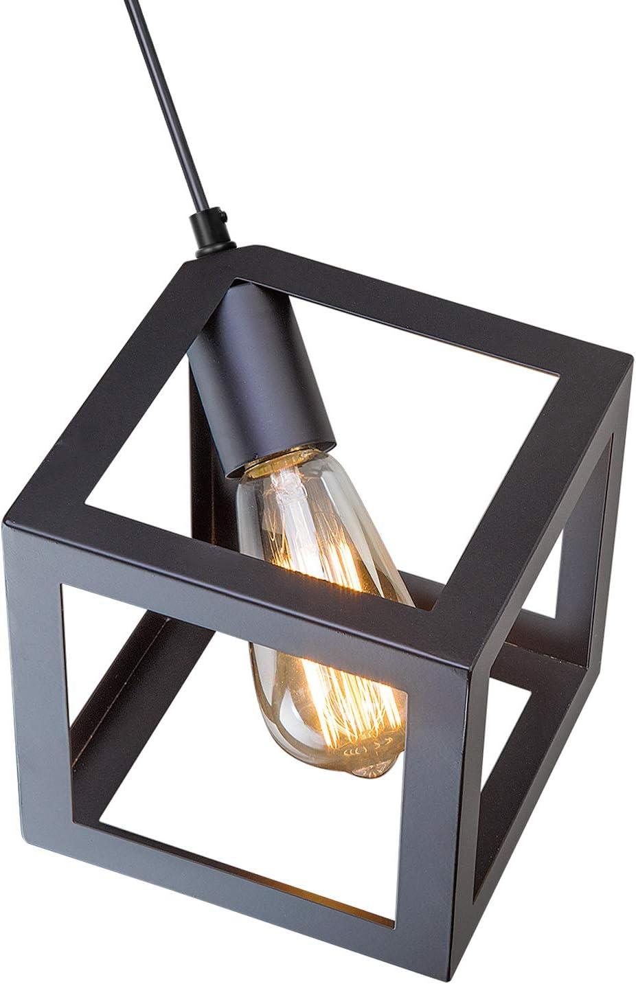 1-Light Matte Black Modern/Contemporary Geometric LED Mini Kitchen Island Light, Kitchen Island Chandeliers Light for Dining Room, Kitchen Island, Bedroom