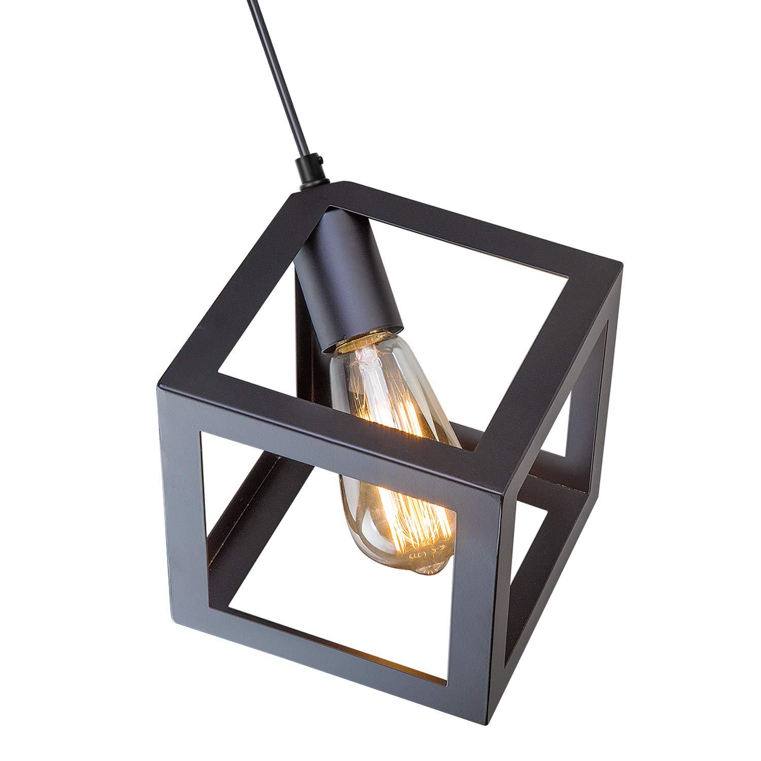 1-Light Matte Black Modern/Contemporary Geometric LED Mini Kitchen Island Light, Kitchen Island Chandeliers Light for Dining Room, Kitchen Island, Bedroom