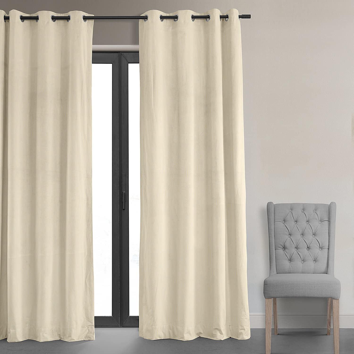 Luxurious Gray Velvet Blackout Indoor Window Curtain 50" x 120"