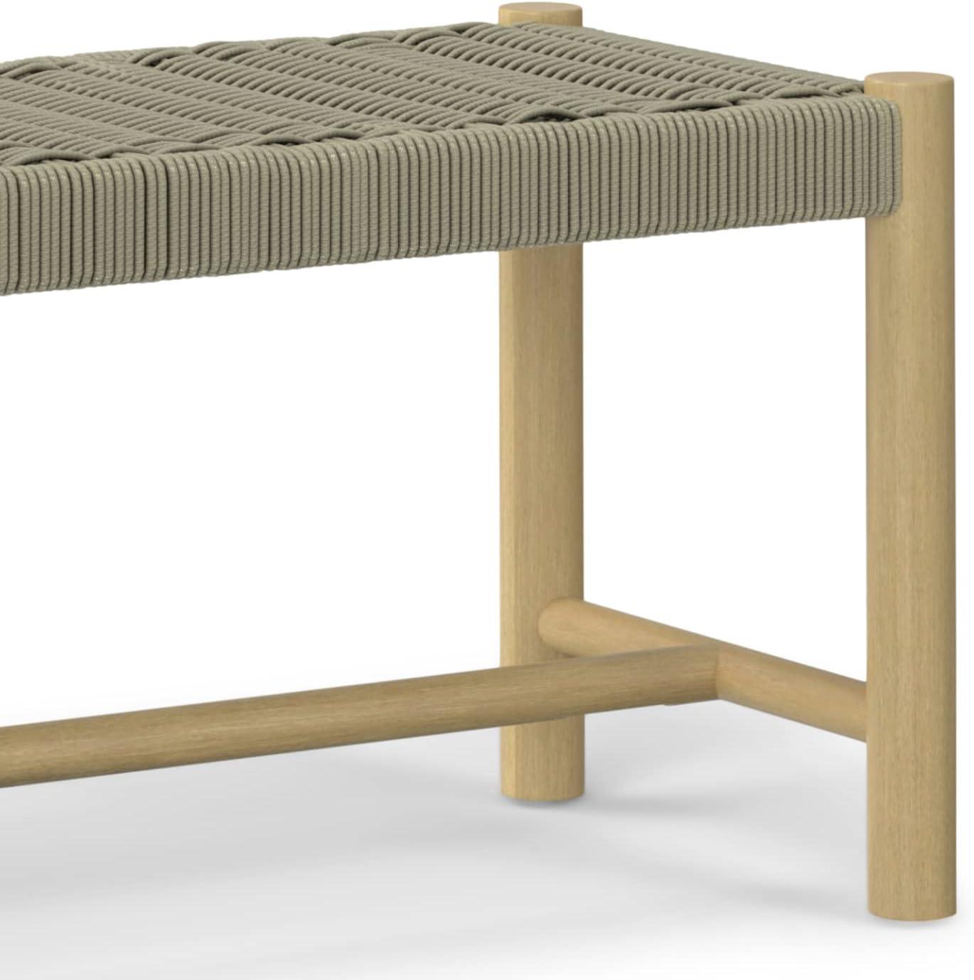 Simpli Home Dahlia 46"W Solid Acacia Contemporary Outdoor Bench with Weather-Resistant Rope Seating
