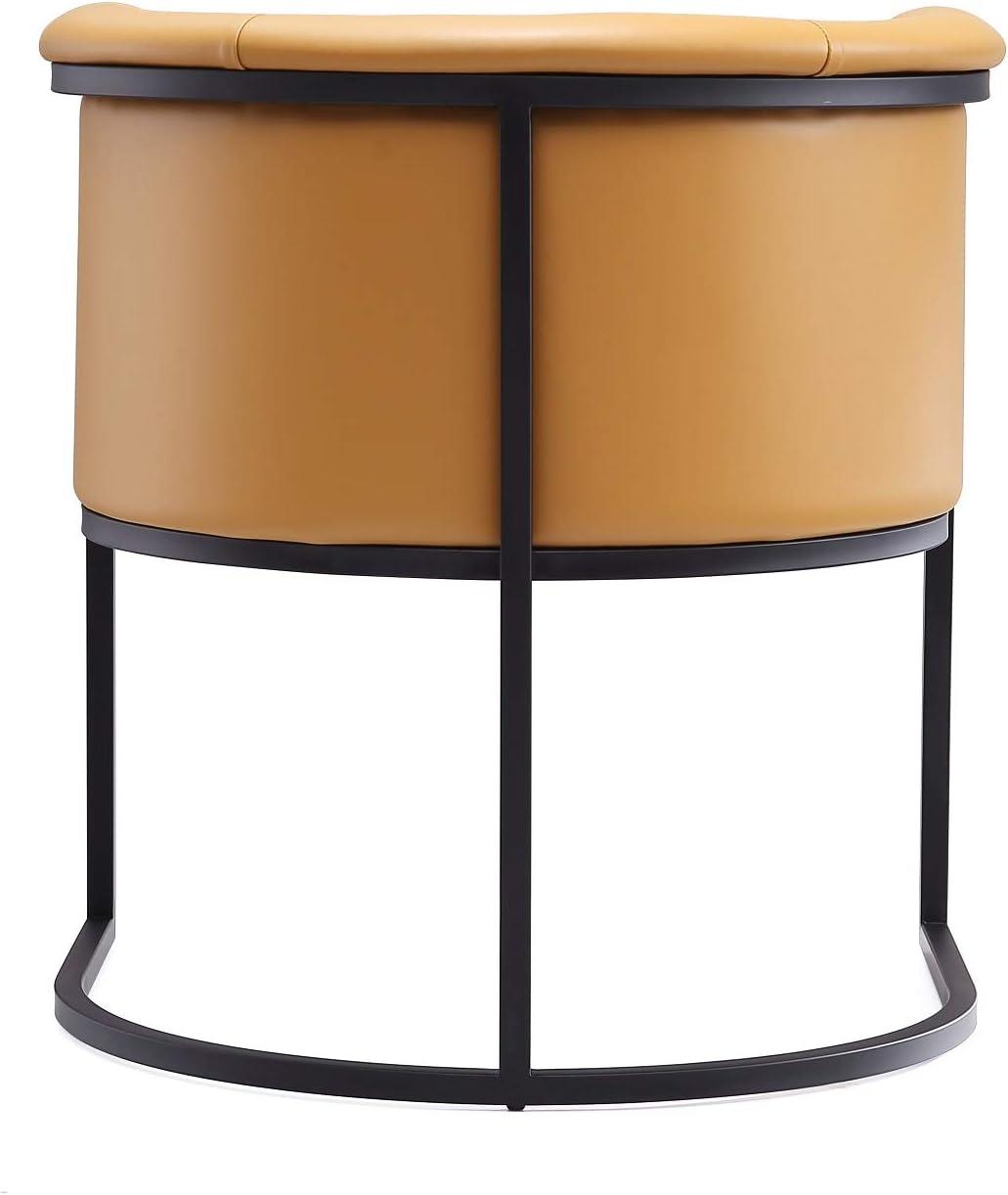 Manhattan Comfort Set of 2 Cosmopolitan Faux Leather Dining Chairs Saddle: Upholstered, Metal Frame, Armrests