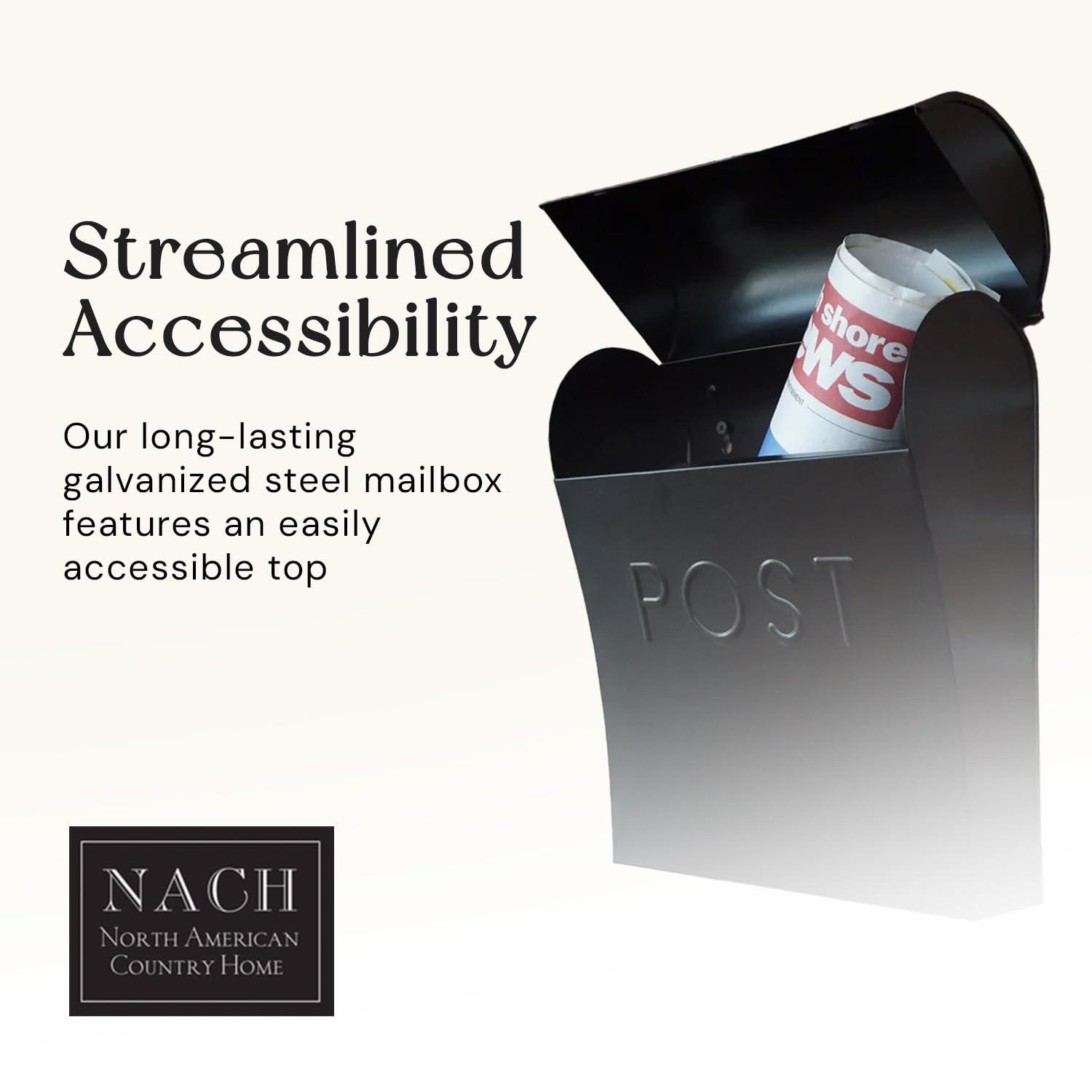 NACH Vicki Euro Farmhouse Max Water and Rust Protection Post Wall Mounted Mailbox